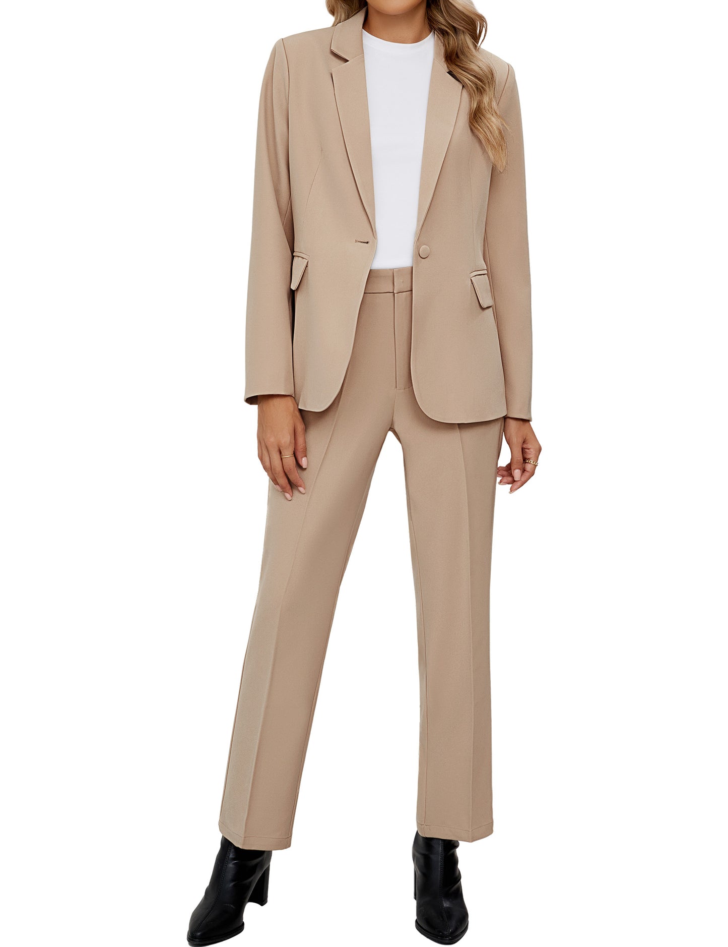 FleXoroy Women's Professional 2-Piece Pantsuit Sets for Business Casual and Office Workwear